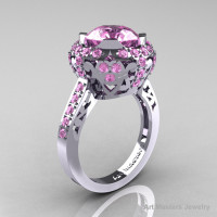 Modern Edwardian 14K White Gold 3.0 Carat Light Pink Sapphire Engagement Ring Wedding Ring Y404-14KWGLPS-1