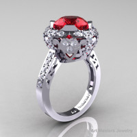 Edwardian 14K White Gold 3.0 Carat Rubies Diamond Engagement Ring Wedding Ring Y404-14KWGDR-1