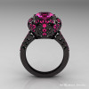 Exclusive Edwardian 14K Black Gold 3.0 Carat Pink Sapphire Engagement Ring Wedding Ring Y404-14KBGPS-2