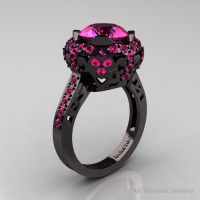 Exclusive Edwardian 14K Black Gold 3.0 Carat Pink Sapphire Engagement Ring Wedding Ring Y404-14KBGPS-1