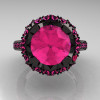 Exclusive Edwardian 14K Black Gold 3.0 Carat Pink Sapphire Engagement Ring Wedding Ring Y404-14KBGPS-3