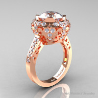 Modern Edwardian 14K Rose Gold 3.0 Carat White Sapphire Diamond Engagement Ring Wedding Ring Y404-14KRGDWS-1