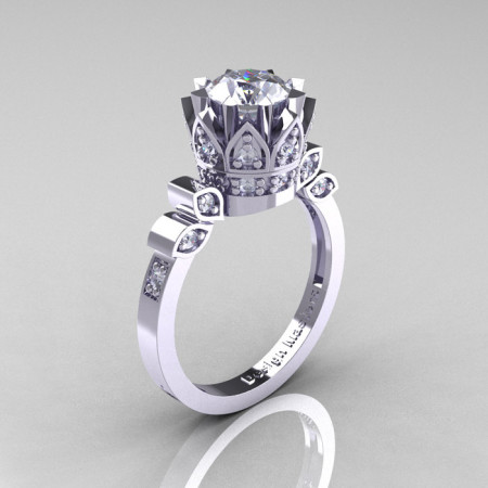 Classic Armenian 950 Platinum 1.0 Russian Cubic Zirconia Diamond Bridal Solitaire Ring R405-PLATDRCZ-1