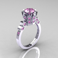 Classic Armenian 10K White Gold 1.0 Light Pink Sapphire Bridal Solitaire Ring R405-10KWGLPS-1
