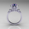 Classic Armenian 14K White Gold 1.0 Alexandrite Diamond Bridal Solitaire Ring R405-14KWGDAL-2