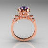Classic Armenian 14K Rose Gold 1.0 Alexandrite Diamond Bridal Solitaire Ring R405-14KRGDAL-2