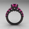 Modern Vintage 14K Black Gold 3.0 Carat Pink Sapphire Designer Wedding Ring R142-14KBGPS-2