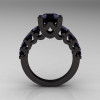 Modern Vintage 14K Black Gold 3.0 Carat Black DIamond Designer Wedding Ring R142-14KBGBD-2