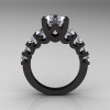 Modern Vintage 14K Black Gold 3.0 Carat White Topaz Designer Wedding Ring R142-14KBGWT-2