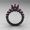 Modern Vintage 14K Black Gold 3.0 Carat Light Pink Sapphire Designer Wedding Ring R142-14KBGLPS-2