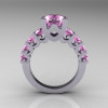 Modern Vintage 14K White Gold 3.0 Carat Light Pink Sapphire Designer Wedding Ring R142-14KWGLPS-2