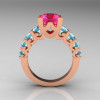 Modern Vintage 14K White Gold 3.0 Carat Pink Sapphire Designer Wedding Ring R142-14KWGBTPS-2