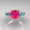 Modern Vintage 14K White Gold 3.0 Carat Pink Sapphire Designer Wedding Ring R142-14KWGBTPS-3