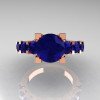 Modern Vintage 14K Rose Gold 3.0 Carat Blue Sapphire Designer Wedding Ring R142-14KRGBS-3