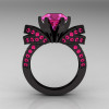 French 14K Black Gold 3.0 CT Pink Sapphire Engagement Ring Wedding Ring R382-14KBGPSS-2