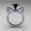 French 14K White Gold 3.0 CT Black Diamond Engagement Ring Wedding Ring R382-14KWGDBD-2