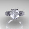 French 14K White Gold 3.0 CT Russian White CZ Diamond Engagement Ring Wedding Ring R382-14KWGDRCZ-3