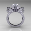 French 14K White Gold 3.0 CT Russian White CZ Diamond Engagement Ring Wedding Ring R382-14KWGDRCZ-2