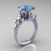 French Antique 14K White Gold 3.0 Carat Sleeping Beauty Turquoise Diamond Solitaire Wedding Ring Y235-14KWGDSBT-2