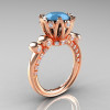 French Antique 14K Rose Gold 3.0 Carat Sleeping Beauty Turquoise Diamond Solitaire Wedding Ring Y235-14KRGDSBT-2