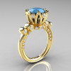 French Antique 14K Yellow Gold 3.0 Carat Sleeping Beauty Turquoise Diamond Solitaire Wedding Ring Y235-14KYGDSBT-2