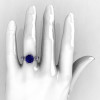 French Antique 14K White Gold 3.0 Carat Blue Sapphire Diamond Solitaire Wedding Ring Y235-14KWGDBS-4