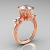 French Antique 14K Rose Gold 3.0 Carat White Sapphire Diamond Solitaire Wedding Ring Y235-14KRGDWS-2