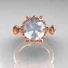French Antique 14K Rose Gold 3.0 Carat White Sapphire Diamond Solitaire Wedding Ring Y235-14KRGDWS-3