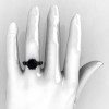 French Antique 14K Black Gold 3.0 Carat Black Diamond Solitaire Wedding Ring Y235-14KBGBD-4