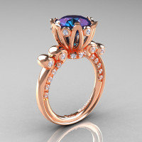 French Antique 14K Rose Gold 3.0 CT Alexandrite Diamond Solitaire Wedding Ring Y235-14KRGDAL-1