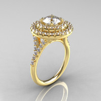 Classic Soleste 14K Yelow Gold 1.0 Ct White Sapphire Diamond Ring R236-14YGDWS-1