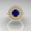 Classic Soleste 14K Yelow Gold 1.0 Ct Blue Sapphire Diamond Ring R236-14YGDBS-4