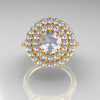 Classic Soleste 14K Yelow Gold 1.0 Ct White Sapphire Diamond Ring R236-14YGDWS-4