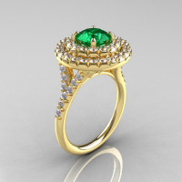 Classic Soleste 14K Yelow Gold 1.0 Ct Emerald Diamond Ring R236-14YGDEM-1
