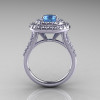 Classic Soleste 14K White Gold 1.0 Ct Blue Topaz Diamond Ring R236-14KWGDBT-2