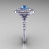 Classic Soleste 14K White Gold 1.0 Ct Blue Topaz Diamond Ring R236-14KWGDBT-3