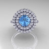 Classic Soleste 14K White Gold 1.0 Ct Blue Topaz Diamond Ring R236-14KWGDBT-4