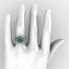 Nature Inspired 14K White Gold 1.0 Ct Emerald Diamond Leaf and Vine Engagement Ring Wedding Band Set R245S-14KWGDEM-4