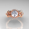 Nature Inspired 14K Rose Gold 1.0 Ct Russian CZ Diamond Leaf and Vine Engagement Ring R245-14KRGDCZ-3