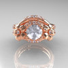 Nature Inspired 14K Rose Gold 1.0 Ct Russian CZ Diamond Leaf and Vine Engagement Ring Wedding Band Set R245S-14KRGDCZ-3