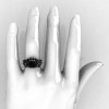 Nature Inspired 14K Black Gold 1.0 Ct Black and White Diamond Leaf and Vine Engagement Ring Wedding Band Set R245S-14KBGDBD-4