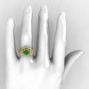 Nature Inspired 14K Yellow Gold 1.0 Ct Emerald Diamond Leaf and Vine Engagement Ring Wedding Band Set R245S-14KYGDEM-4