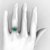 Nature Inspired 14K White Gold 1.0 Ct Emerald Diamond Leaf and Vine Engagement Ring R245-14KWGDEM-4