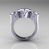 Nature Classic 10K White Gold 2.0 Ct Heart Cubic Zirconia Three Stone Floral Engagement Ring Wedding Ring R434-10KWGDCZ-2