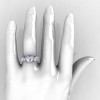 Nature Classic 10K White Gold 2.0 Ct Heart Cubic Zirconia Three Stone Floral Engagement Ring Wedding Ring R434-10KWGDCZ-4
