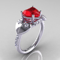 Classic Hearts 14K White Gold 2.0 Ct Ruby Diamond Engagement Ring Y445-14KWGDR-1