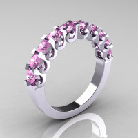 Modern Vintage 14K White Gold Light Pink Sapphire Designer Wedding Band R172-4-142-14KWGLPS-1