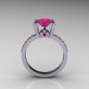 Classic French 14K White Gold 1.0 Ct Princess Pink Sapphire Engagement Wedding Ring Bridal Set AR125S-14WGPS-3