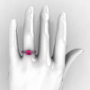 Classic French 14K White Gold 1.0 Ct Princess Pink Sapphire Engagement Wedding Ring Bridal Set AR125S-14WGPS-5