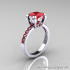 Classic French 14K White Gold 1.0 Ct Princess Rubies Engagement Wedding Ring Bridal Set AR125S-14WGR-2